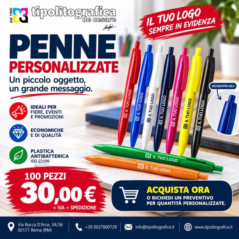100 penne personalizzate promo social