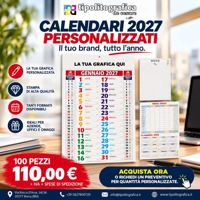 100 Calendari Personalizzati 2027
