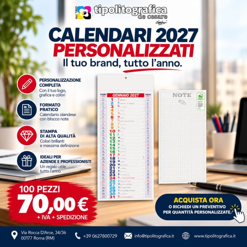 100 calendari personalizzati 2027